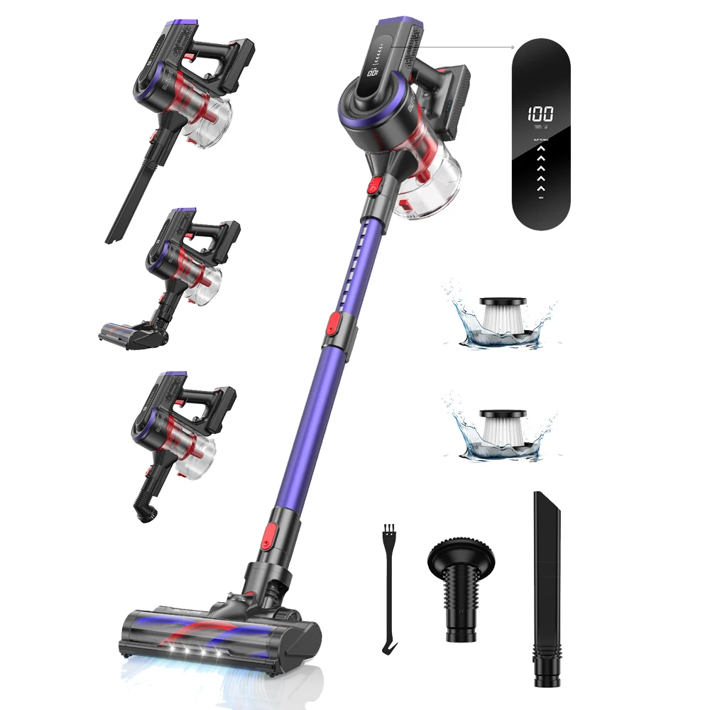 Aspiradora 450W 38000Pa Potente Aspirapolvere Senza Fili Palmare Senza Fili Per Elettrodomestico Con Touch Screen 55 Min Runtime