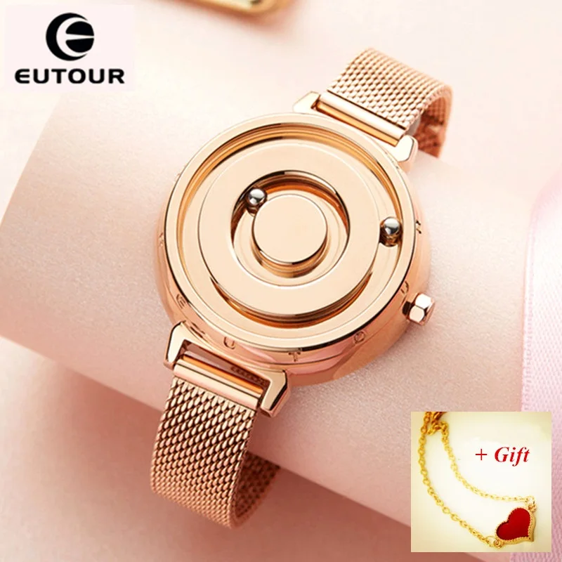 Orologi Magnetici Da Donna Eutour Orologio Da Donna Orologio Al Quarzo Di Lusso In Oro Bracciale A Maglie In Acciaio Inossidabile Orologio Da Polso Fe