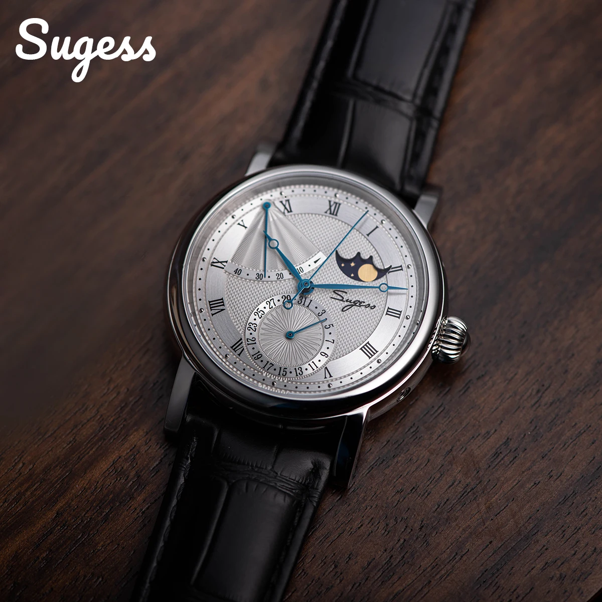 2023 Sugess Watch Of Men Automatic Mechanical Moon-Phase Orologi Da Polso Power Riservato Sapphire Waterproof Tianjin Movement