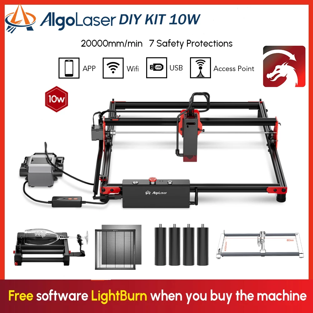 Algolaser 10W Laser Potente Macchine Da Taglio Per Incisione Laser Utensili Fai Da Te Supporto Per Taglierina Per Legno Lightburn Incisore Di Controll