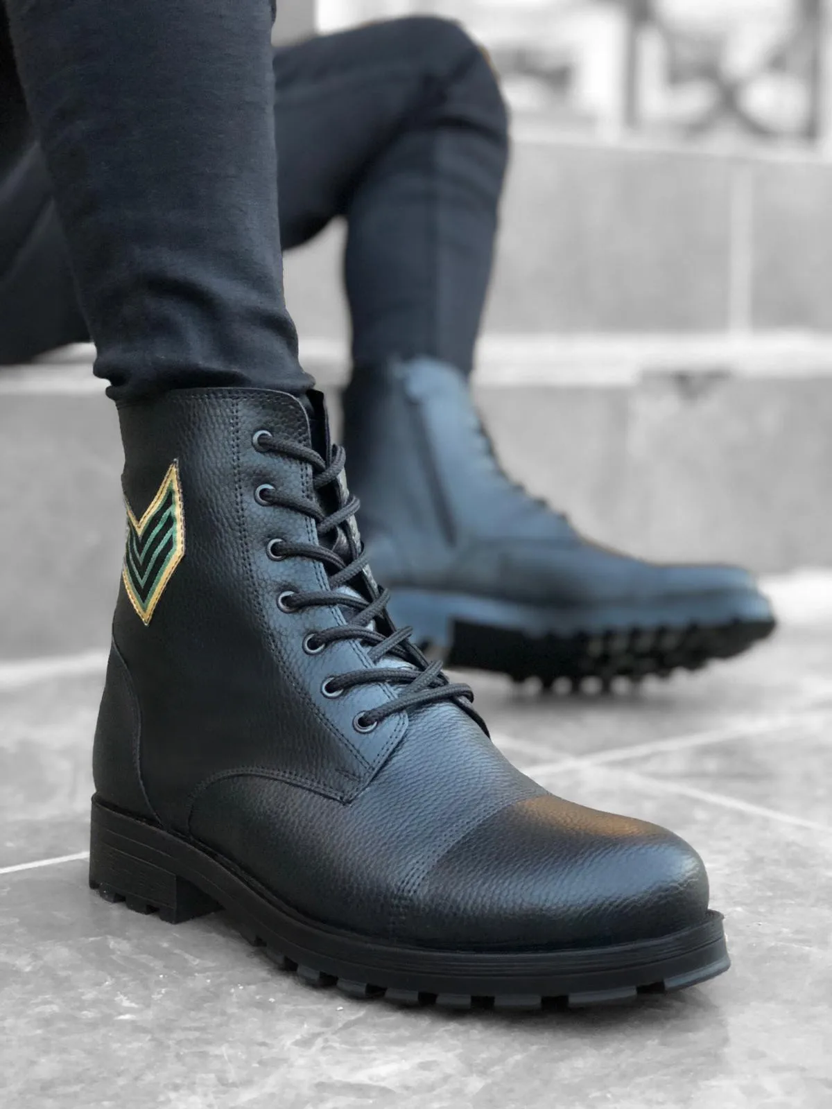 0053 Stivali Invernali Da Uomo Stivali Militari Scarpe Da Uomo Stivali Da Uomo Con Cerniera Stringata Rank Crest Stivali Da Motociclista Scarpe Invern