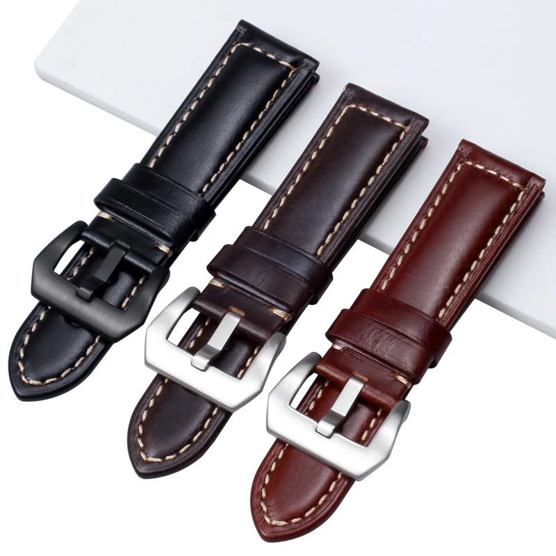 Correa De Reloj De Alta Calidad Para Per Panerai Correa De Cuero Con Cera De Aceite Vintage Genuino De Vaca Correa De 22 Mm24Mm