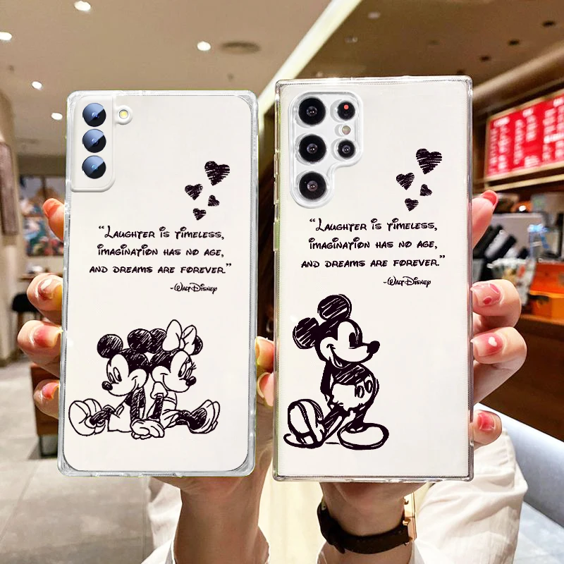 Disney Cool Mickey Minnie Per Samsung Galaxy S23 S22 S21 S20 Fe Ultra Plus S10 Lite 5G Cover Funda Trasparente