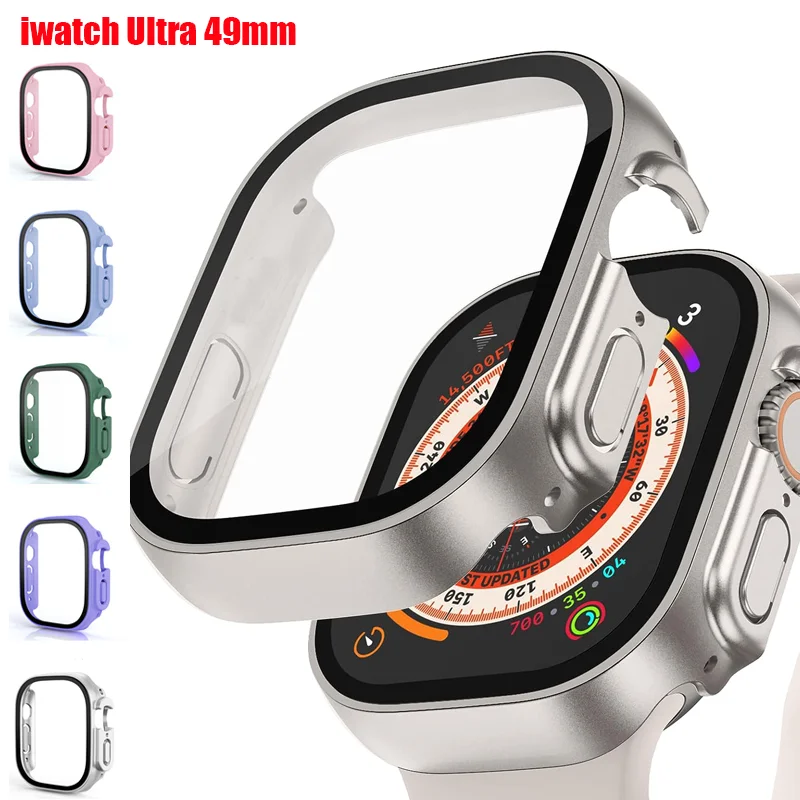 Vetro Temperato + Custodia Per Apple Watch Ultra 49Mm Strap Smartwatch Pc Bumper + Screen Protector Cover Correa Apple Watch Accessori