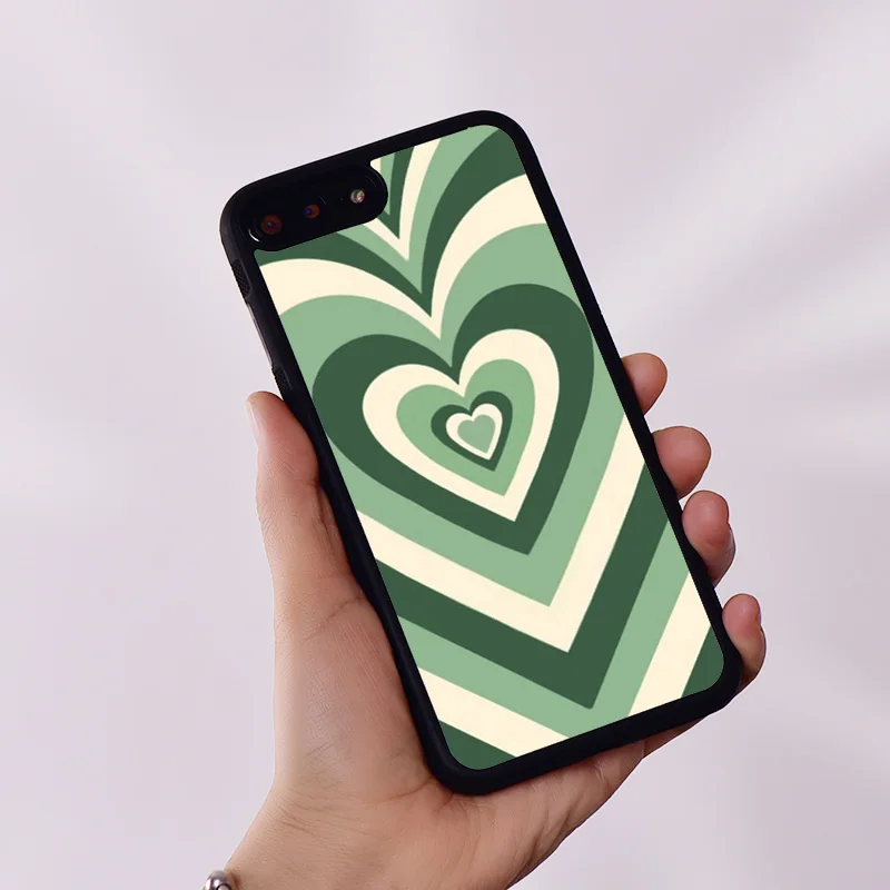 Custodia Per Telefono In Gomma Siliconica Wildflower Per Iphone 6 6S 7 8 Plus X Xs Xr 11 12 13 14 Mini Pro Max Sage Green Heart