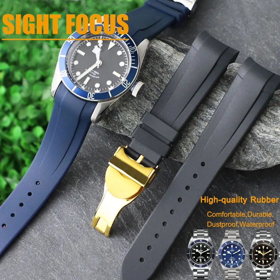 Cinturino In Gomma Con Estremità Curva Da 22Mm Per Cinturino Tudor Black Bay, Cinturino In Pelle, Black Bay Gmt,Black Bay Chrono,Heritage Chrono