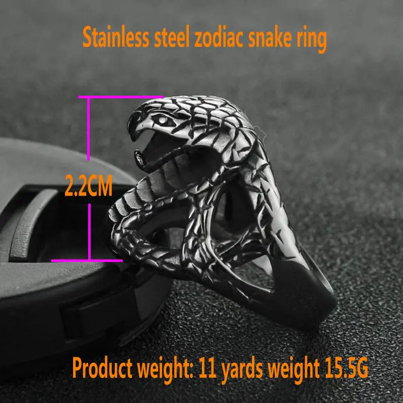 Anello Serpentino Anello Cobra Da Uomo In Acciaio Inossidabile Anello Serpente Zodiaco Vintage