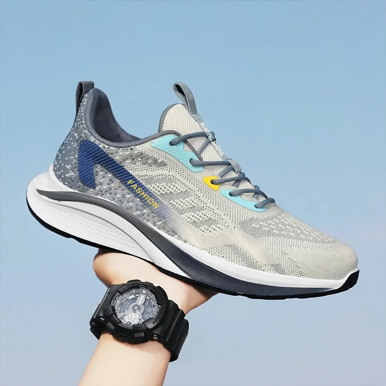 2023 Summer Men Platform Sneakers Leggero E Confortevole Sport Mesh Running White Casual Tennis Shoes Big Size Zapatillas Hombre