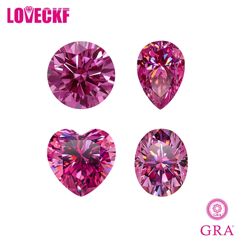Pietra Moissanite Rosa Rotonda/Ovale/Cuore/Pera/Forme Principessa Vvs1 Con Certificati Gra