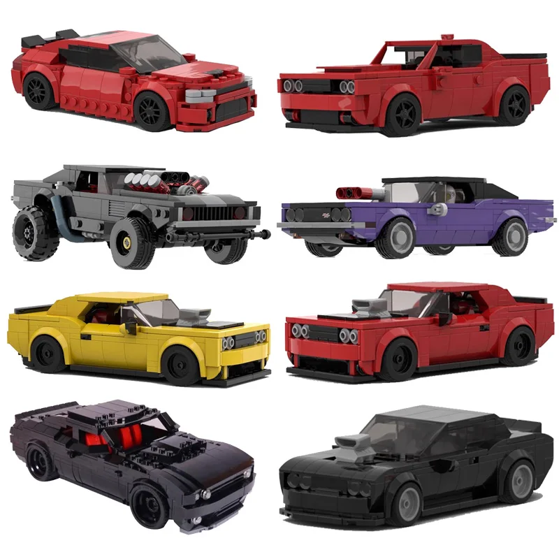 Moc Technical Speed Champions Muscle Car Dodge Challenger Viper Charger Dom Racing Set Building Blocks Giocattoli Per Bambini Regalo Di Natale