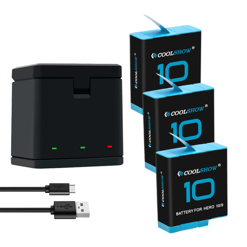 Batteria Per Gopro Hero 10 Nero Per Gopro Hero 11 Caricabatteria Fotocamera Per Gopro Hero 9 Batteria Accessori 1800Mah
