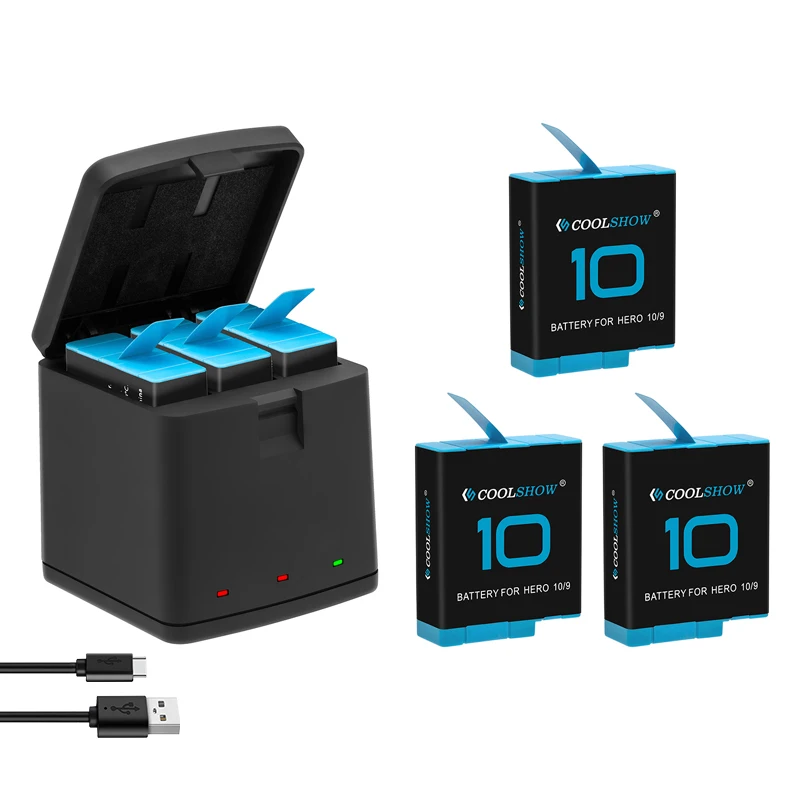 Per Gopro Hero 11 10 Caricabatteria 1800Mah Per Gopro Hero 9 10 11 Nero Accessori Fotocamera Batterie Bateria