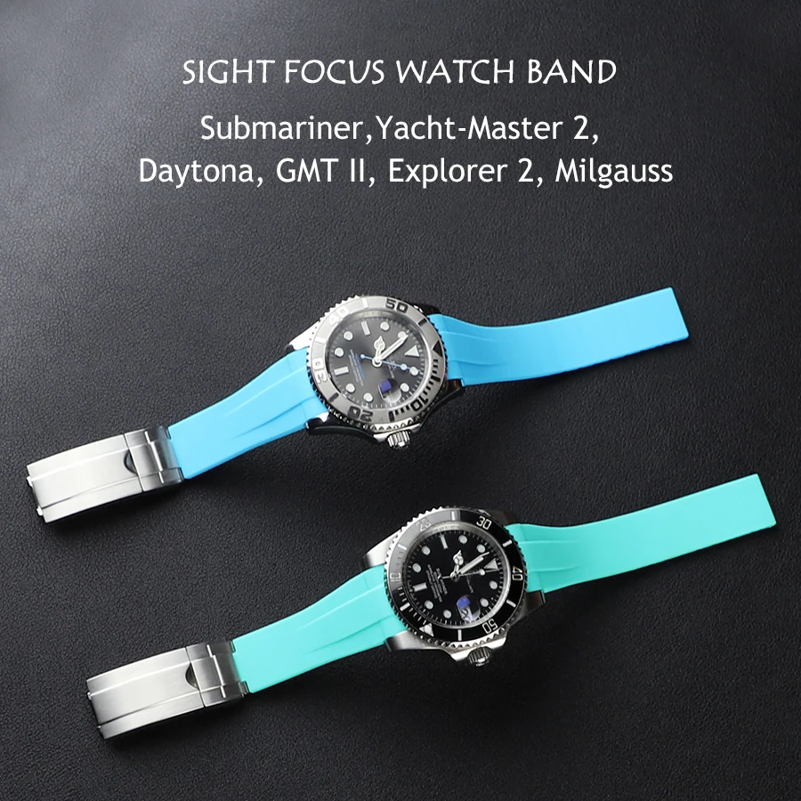 20Mm Sort Blue Watchband Per Rolex Submariner Daytona Yacht Master Ii Gmt 2 Explorer Datejust Band Watch Strap Diving Bracelets