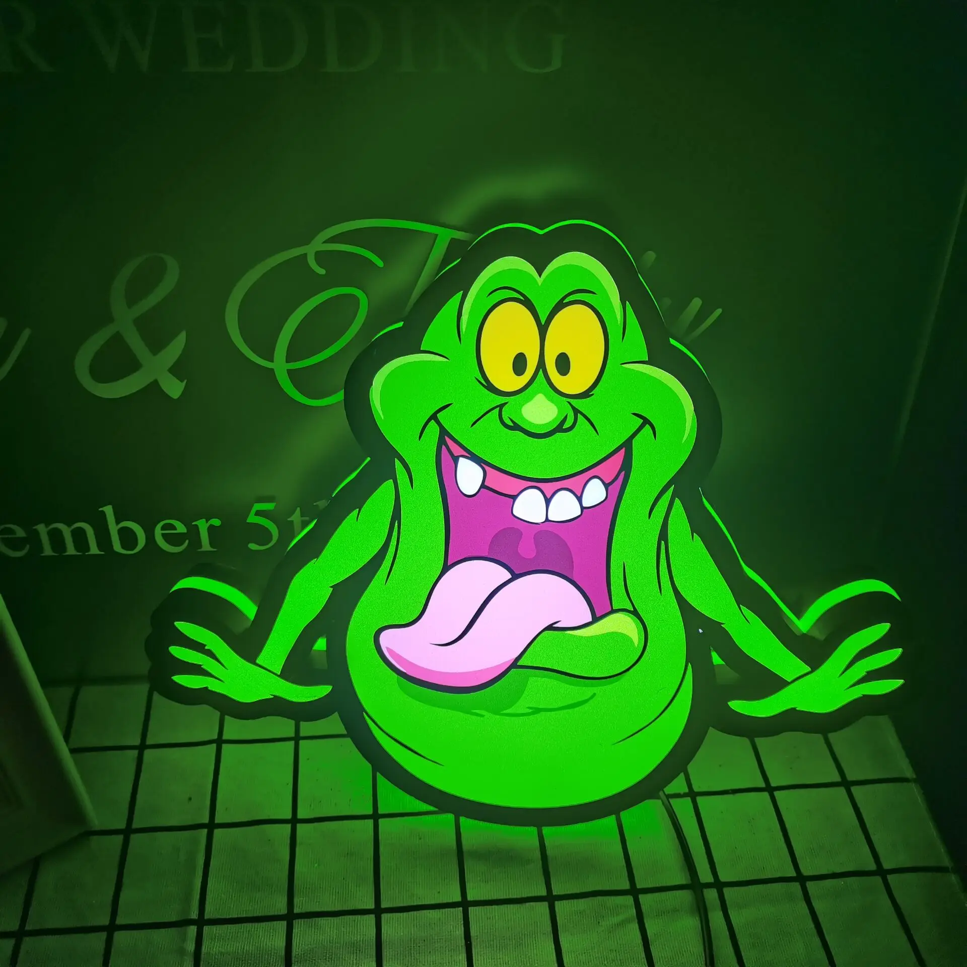 Ghostbusters Logo Lightbox Ghostbusters Slimer Sign Wall Decor 3D Printing Light Box Wall Art Sign Decor 3D Print Night Light