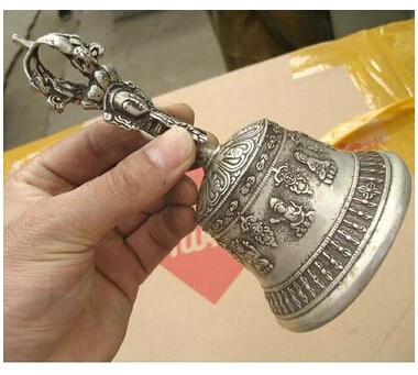 Rame Ottone Cinese Artigianato Asiatico Machinet Budismo Estatua De Tiendas Bronce Plata Plata Tibetana Campana