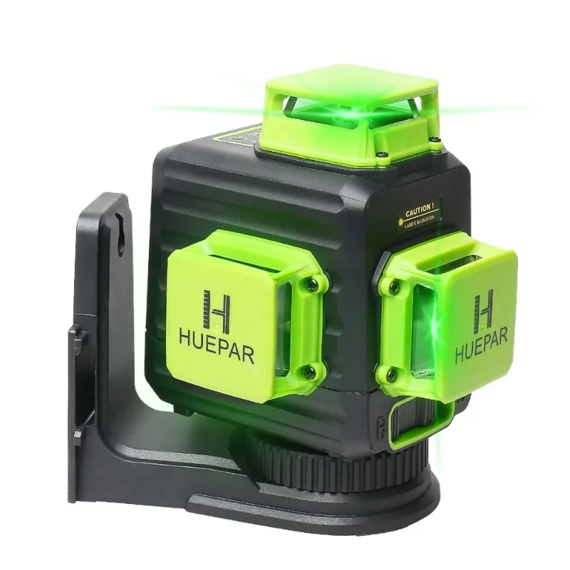 Pro Huepar Germany B03Cg & Hard Carry Case & Outdoor Pulse Mode & 3D Green Beam 12 Multi Line Rotary Land Nivel Laser Level