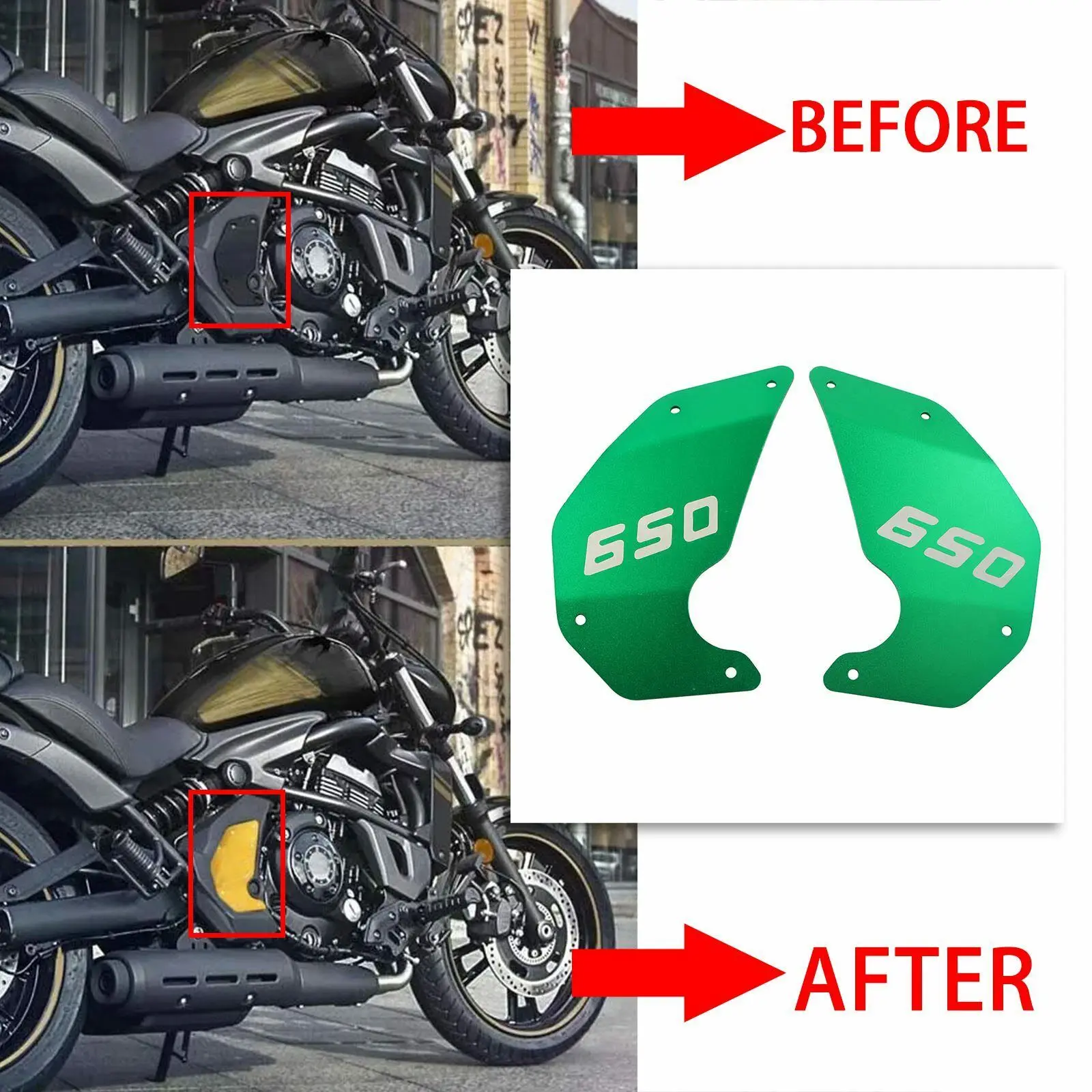 Pannello Laterale Piastra Di Copertura Per Kawasaki Vulcan S Abs Vn650 15-20 Cafe 16-20 Verde