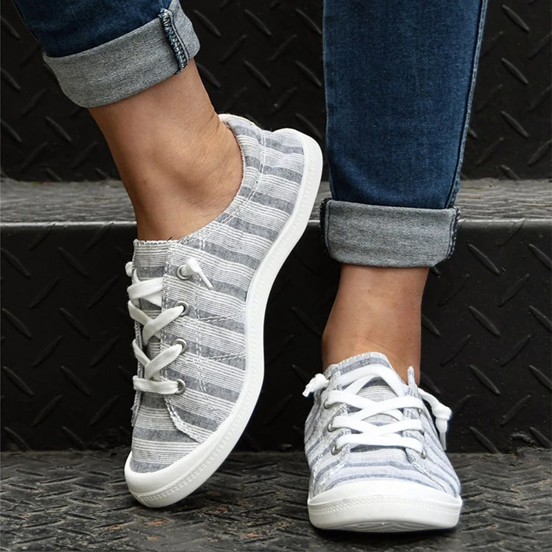 Primavera Scarpe Da Donna Sneakers Casual Appartamenti Da Donna Stringate Scarpe Vulcanizzate Scarpe Da Donna Comode In Tela Calzature Traspiranti