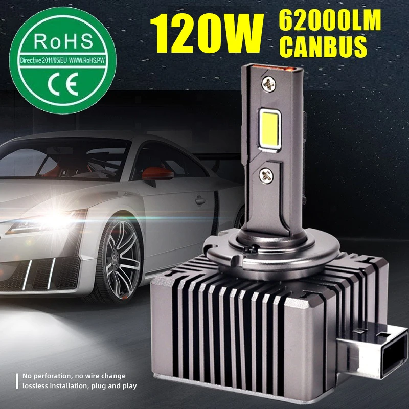D1S D3S Hid To Led 120W 62000Lm Canbus Error Free D4S D2S Car 6000K White Led Headlight