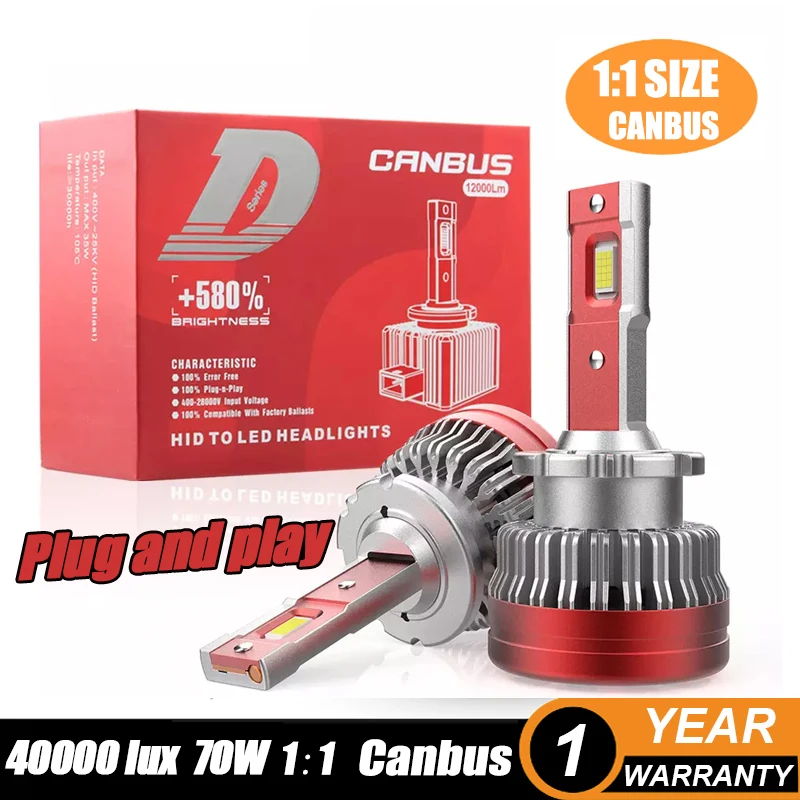 D3S D4S Led Headlight D1S D1R D2S D2R D3R D4R D5 D8S Canbus 1:1 Hid Xenon D Tipo Led Lampadina Plug Play Turbo Car Led Lamp 70W 6000K