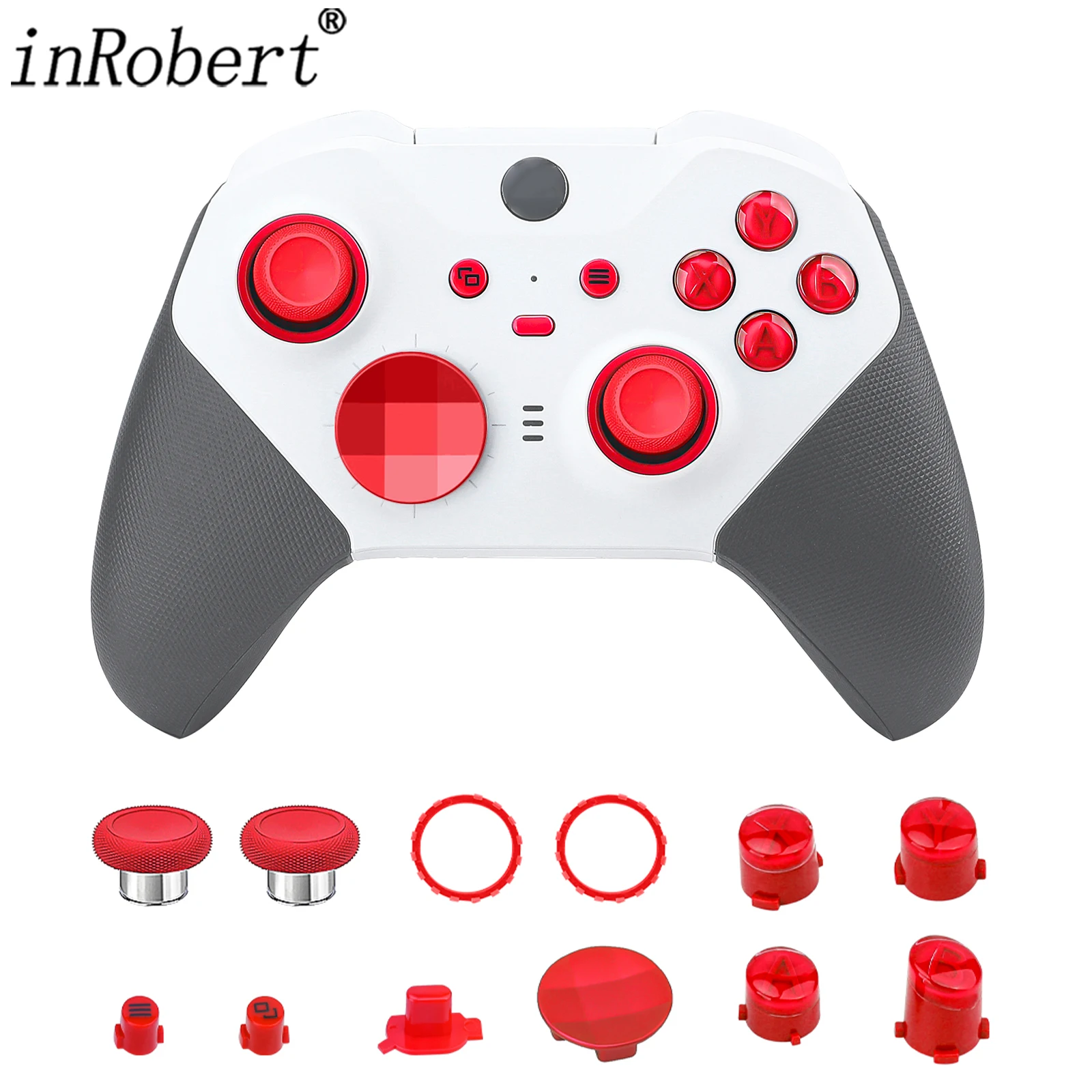 12 Pezzi Pulsanti Di Ricambio Anelli Di Accento Abxy Metal Thumbsticks Accessori Dpad Per Xbox Elite Series 2 Core (Modello 1797)