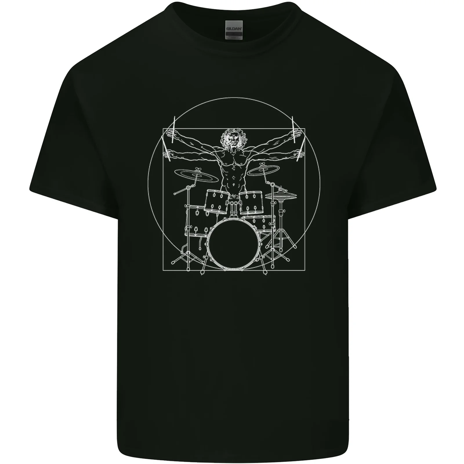 Vitruvian Schlagzeuger Lustig Trommeln Herren Baumwolle T-Shirt