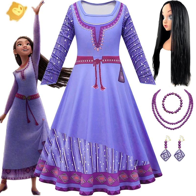 Disney Wish Asha Dress Girls Asha Princess Costumi Cosplay 2023 Disney Centenary Movie Asha Costume Abbigliamento Per Feste Di Natale