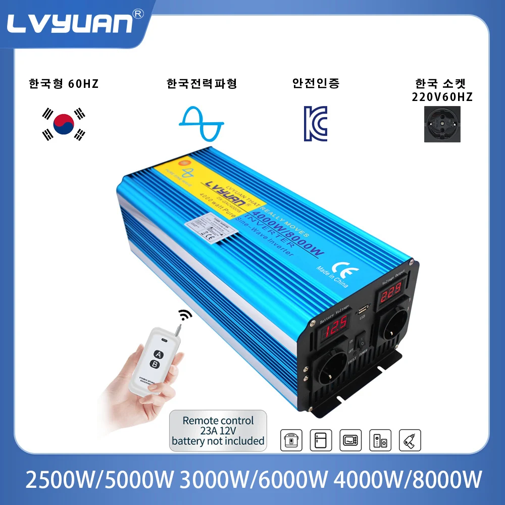 5000W 6000W 8000W Inverter 12V/24V 220V Inverter A Onda Sinusoidale Pura 60Hz Inverter Di Tipo Ue 12V/24V 220V Per Uso Auto