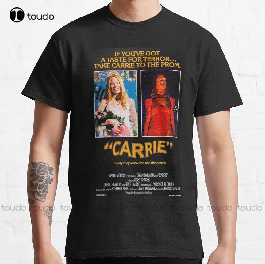 Carrie 1976 Classic Horror, 1976, Stephen King, Movie, Halloween T-Shirt Halloween Black Shirts Funny Art Streetwear Cartoon Tee
