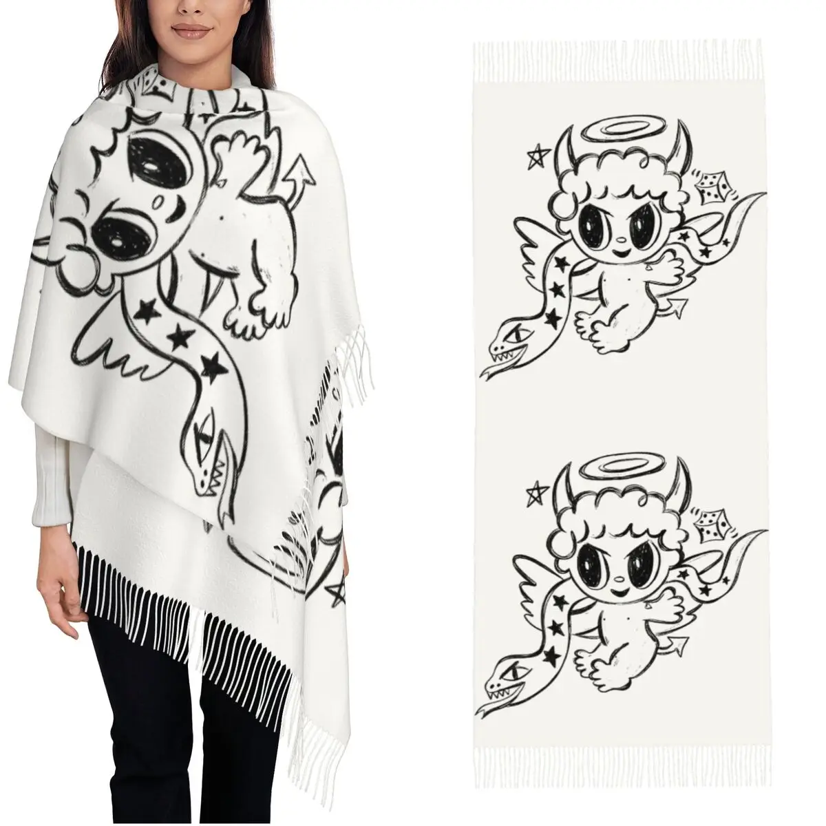 Devil Angel Karol G Album 2023 Sciarpa Per Donna Inverno Autunno Scialle In Cashmere Avvolgere Lungo Grande Scialle Sciarpa Usura Quotidiana