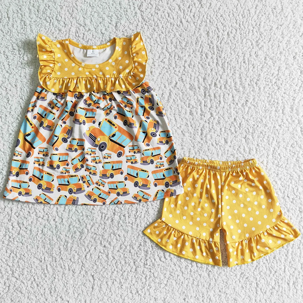 Back To School Boutique Kids Sibling Clothing Baby Girls Clothes Set School Bus Cute Toddler Boys Clothing Fashion Girls Dress
