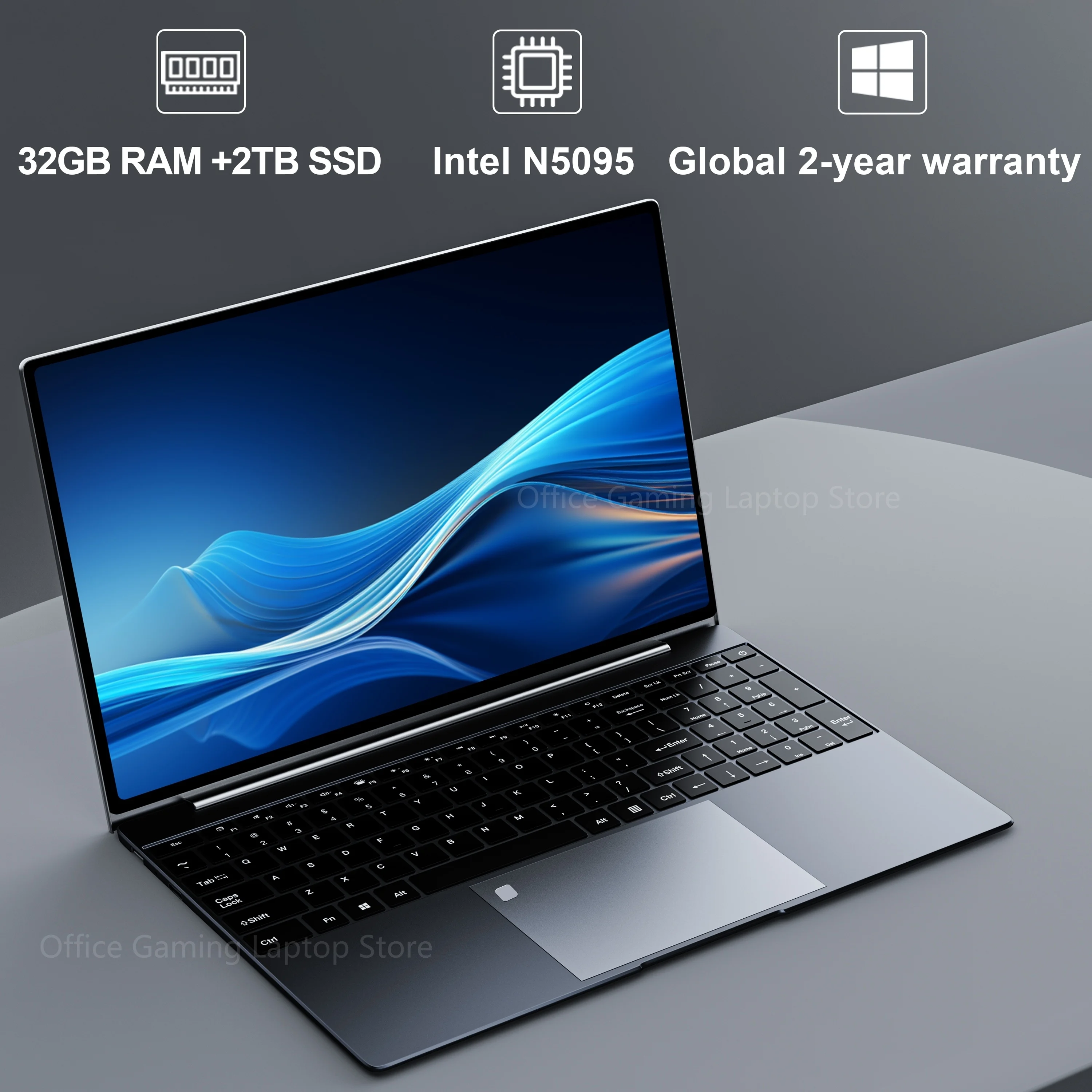 2024 Nuovo Laptop 15.6 Pollici 2Tb Ssd Windows 11 Pro Portatiles Ordenador Intel N5095 Computer Da Ufficio Pc Con Sblocco Delle Impronte Digitali