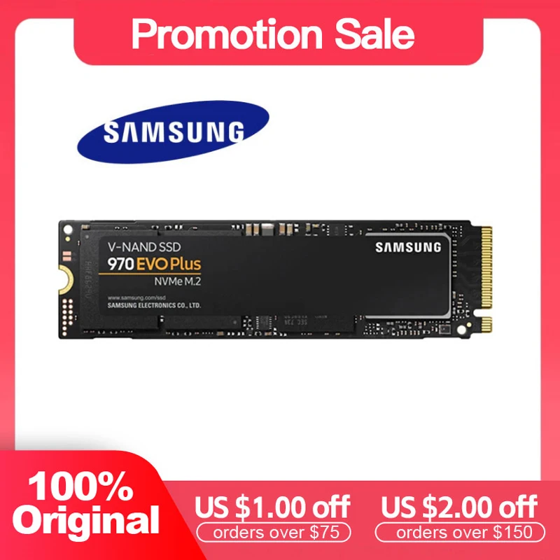 Samsung M.2 Ssd 1Tb 250Gb 500Gb 2Tb 970 Evo Plus Disco Rigido Interno A Stato Solido M2 2280 Tlc Pcie Gen 3.0X4, Nvme 1.3