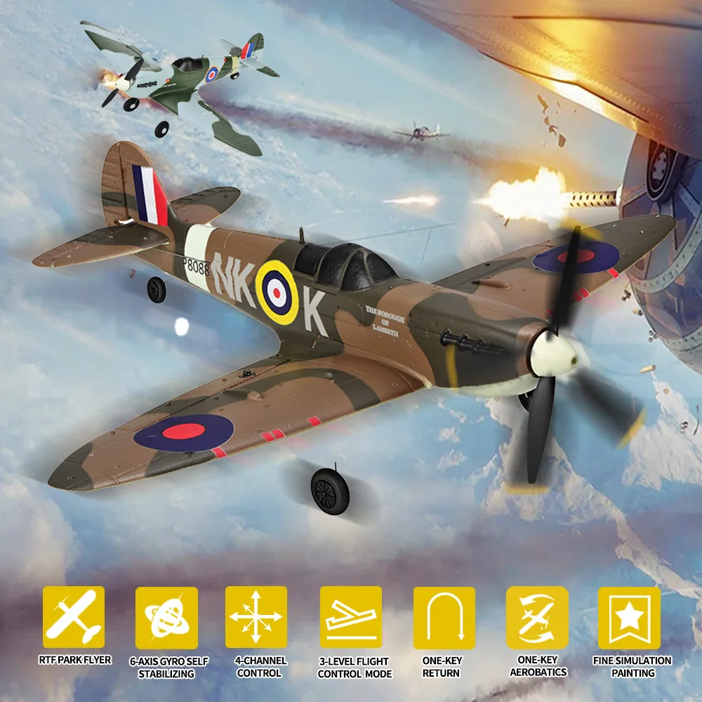 Fw190 P39 P51 Mustang Rc Fighter Epp Foam 402Mm/450Mm Wingspan One Key Aerobatic 2.4G 4Ch Warbird Planes Rc Toys Regali
