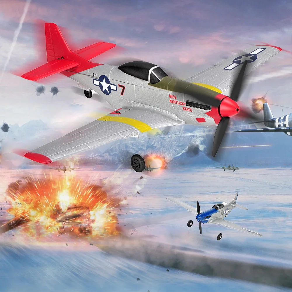 P39 Spitfire P51 Mustang Rc Aereo 2.4G 4Ch 6-Axis 402Mm Wingspan Rtf Mini Warbird Fighter One Key Aerobatic Rc Aircraft Toys