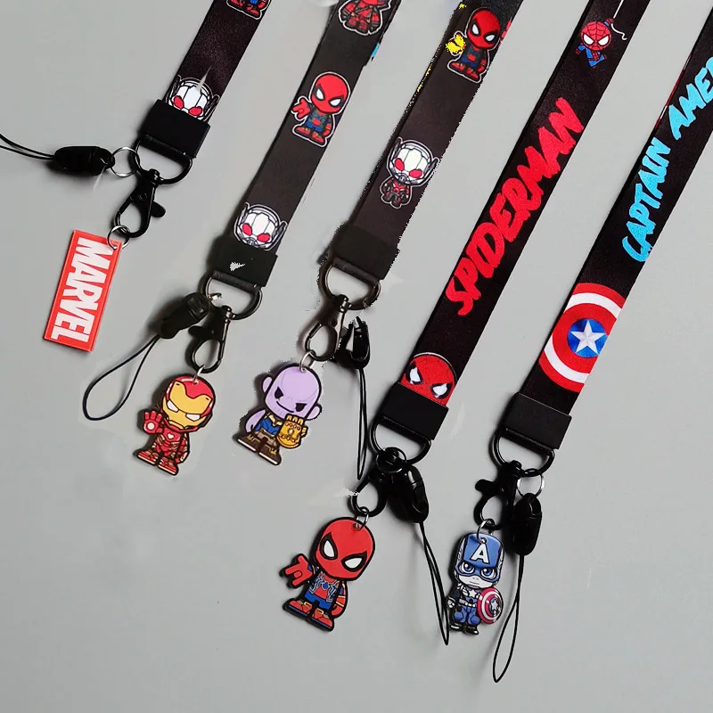 Marvel Spiderman Lanyard Keys Disney Figure Mickey Iron Man Avengers Cartoon Cellulare Cordino Ciondolo Portachiavi Giocattoli Regalo