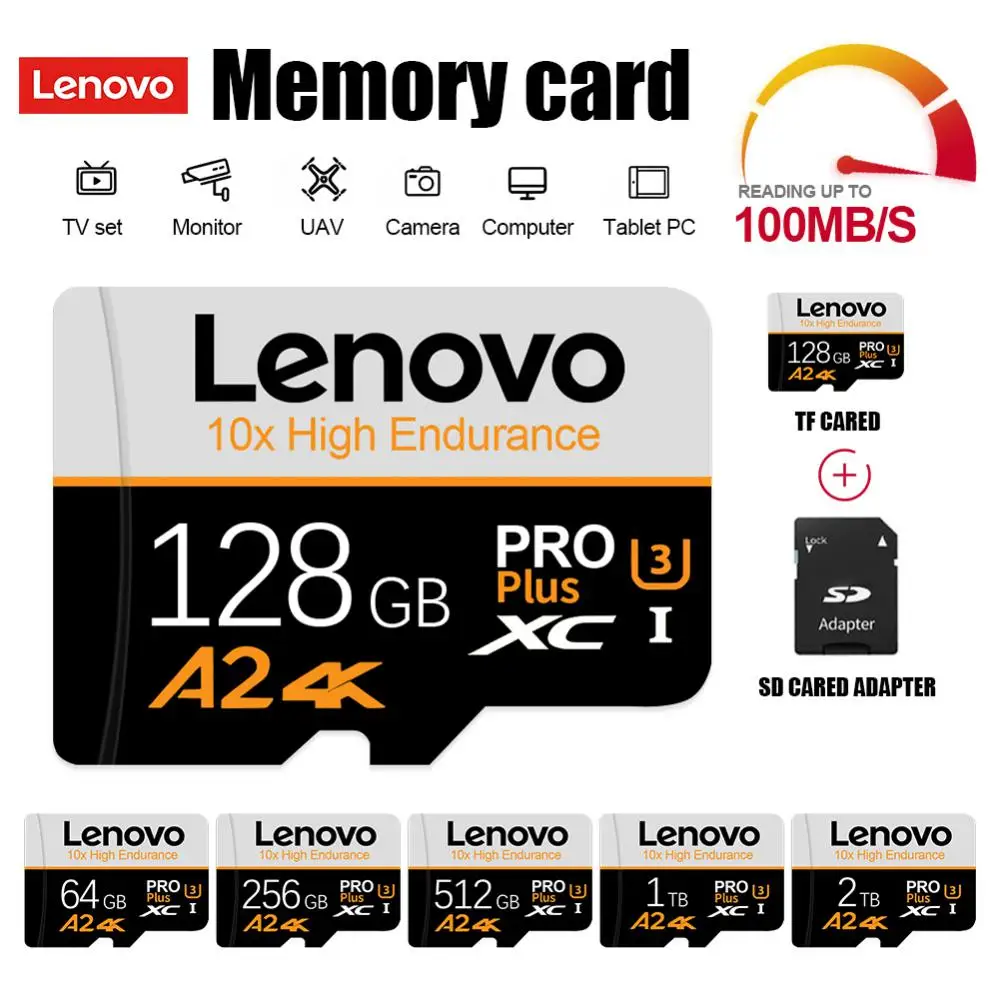 Lenovo Flash Memory Sd Card 32Gb 64Gb 256Gb Micro Tf/Sd Card 1Tb Sd Memory Card 128Gb Micro Tf Card Adapter Telefono Android