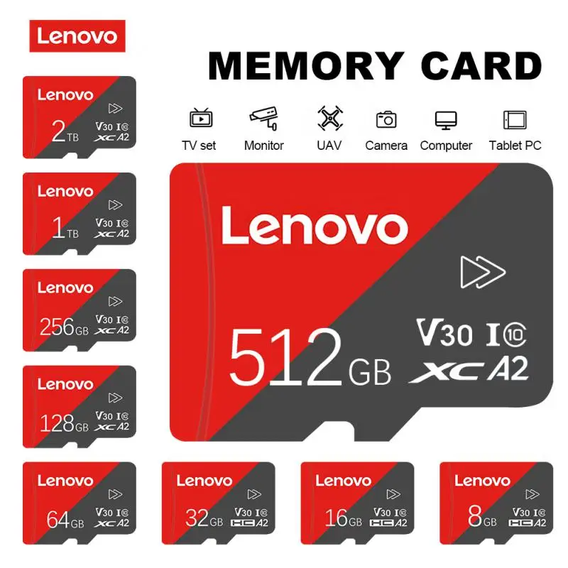 Lenovo Flash Memory Sd Card 32Gb 64Gb 256Gb Micro Tf/Sd Card 1Tb Sd Memory Card 128Gb Micro Tf Card Adapter Telefono Android