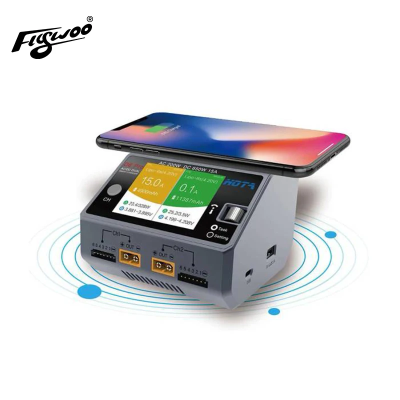 1Pc Hota D6 Pro 325W 15A 1-6S Caricabatterie Intelligente Ac/Dc A Doppio Canale Con Ricarica Wireless