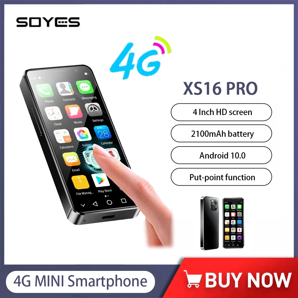 [Nuovo] Soyes Xs16 Pro 4Gb Ram 128Gb Rom 4 Pollici Mini Smartphone Android 10 Octa-Core 2100Mah Face Id Nfc 4G Lte Piccolo Telefono Tipo-C