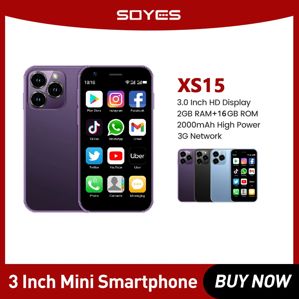 Soyes Xs15 Smart Phone Mini Phone Android8.1 Display Da 3.0 Pollici 2Gb Ram 16Gb Rom Dual Sim Standby Play Store 3G Little Phonesoyes