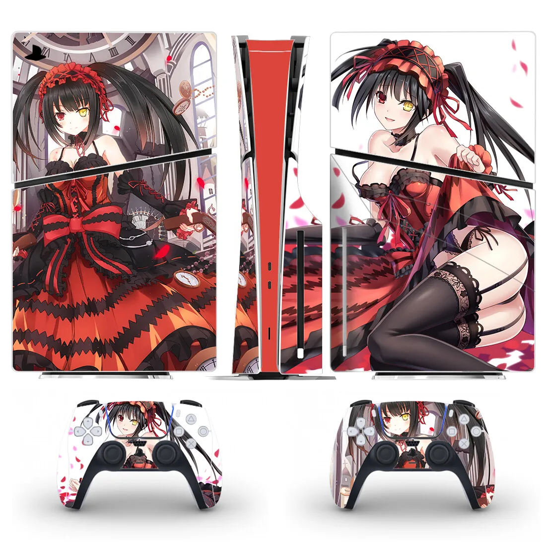 Date A Live Tokisaki Kurumi Ps5 Slim Disc Skin Sticker Protector Decalcomania Cover Per Console Controller Ps5 Slim Disk Sticker Vinile
