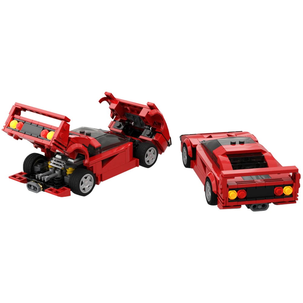 Moc F40 Red Supercar Building Blocks Modello Classic Red Racing Rally Champion Famous Red F40 Racing Building Blocks Set Regalo Giocattolo