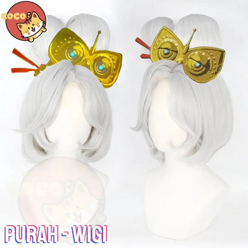 Cocos Game Tears Of The Kingdom Purah Cosplay Wig Game Cos Tears Of The Kingdom Parrucca Breath Of The Wild Purah Cosplay Silver Wig