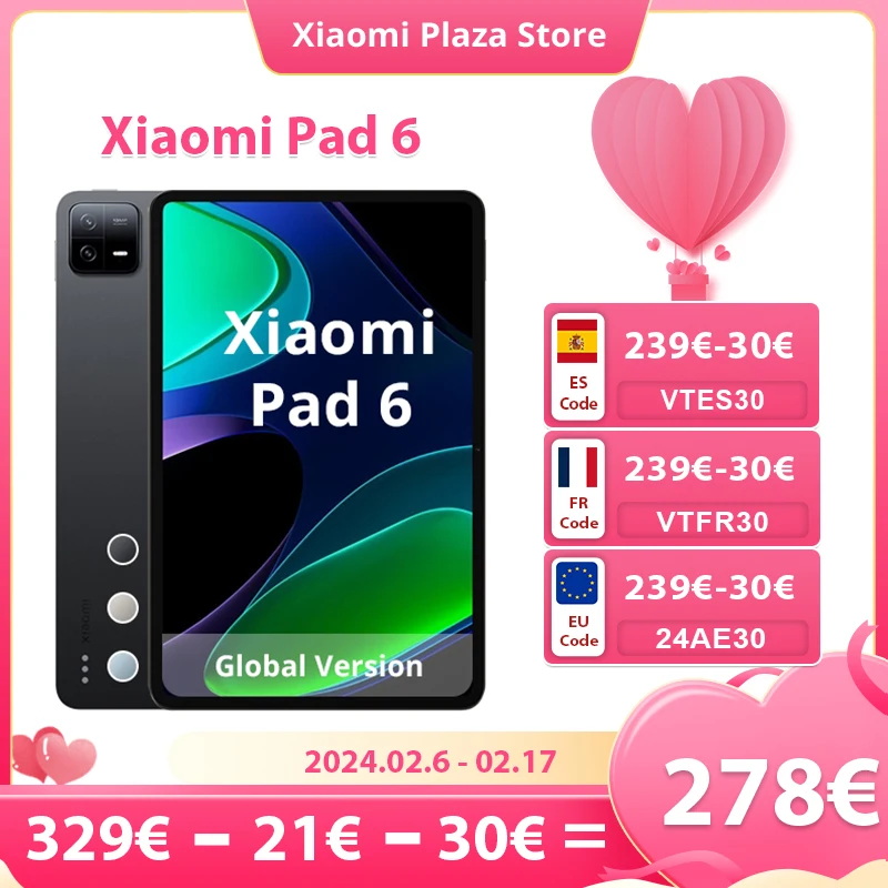 Versione Globale Xiaomi Pad 6 8Gb 128Gb/256Gb Processore Snapdragon 870 144Hz Wqhd + 8840Mah 33W Tablet A Ricarica Rapida