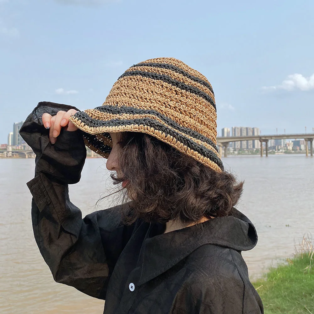 2022 Visiera Patchwork Cappello Di Paglia Cappelli Da Spiaggia Cappello Estivo Da Donna 2022 Cappello Di Paglia Estivo Cappelli Cappello Da Donna Capp