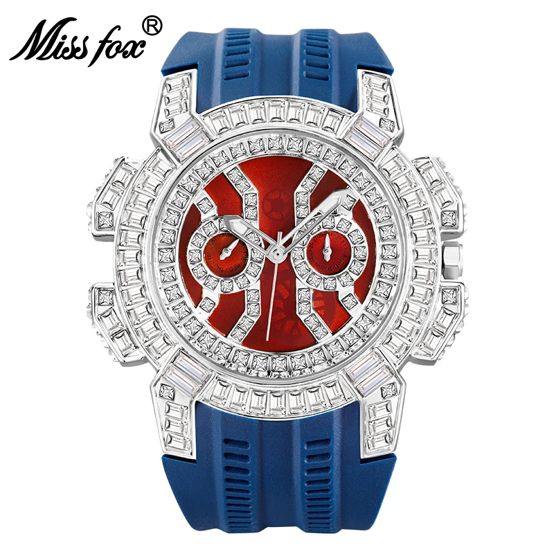 Orologio Big Face Per Uomo Sport Di Lusso Stile Speciale Buguette Orologi Al Quarzo Con Cassa Grande Con Cinturino In Silicone Blu Accessori Estivi