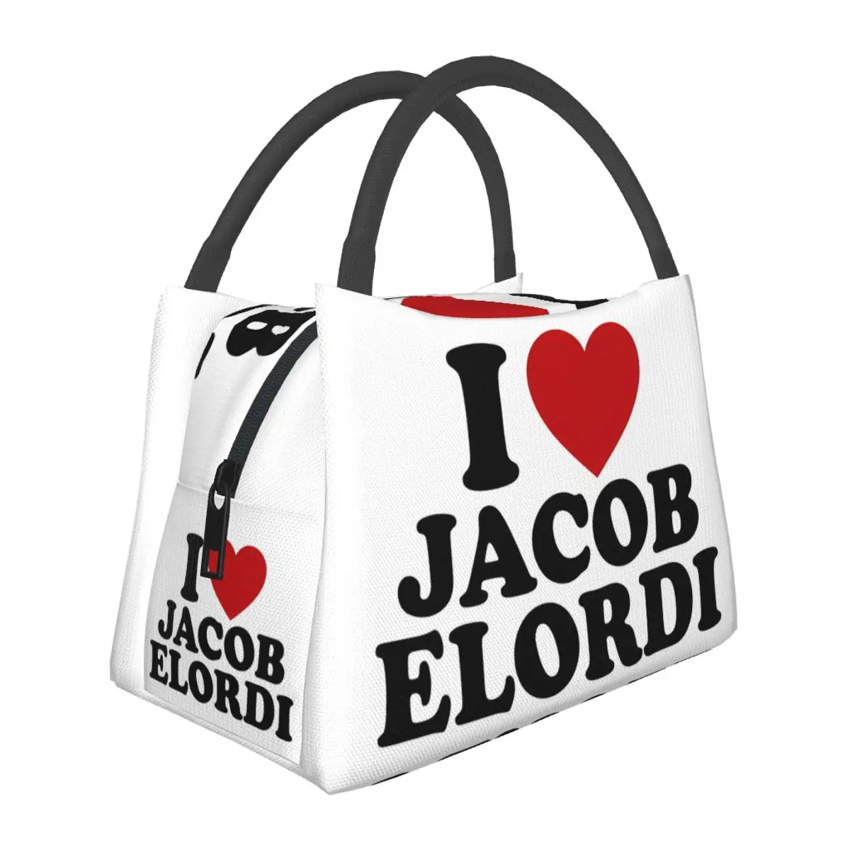 I Love Jacob Elorddi Design Lunch Bags Portable Insulated Oxford Cooler Heart Thermal Picnic Work Tote