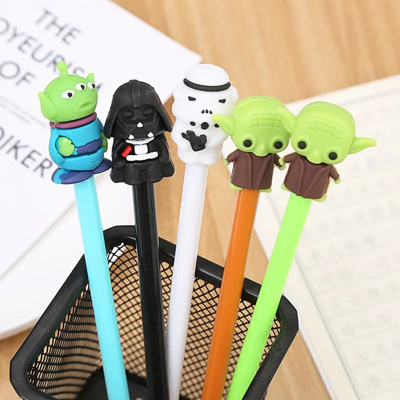 Disney Star Wars Yoda Baby Kids Penne In Silicone Giocattoli 0.5Mm Baby Yoda Master Alien Black Pens Action Figure Toys For Children