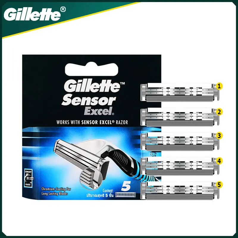 Gillette Sensor Excel Lame Di Rasoio Da Uomo Sostituisci Le Teste Barba Facciale Rasatura Depilazione Lama Di Rasoio A Doppio Strato Per Vector 3